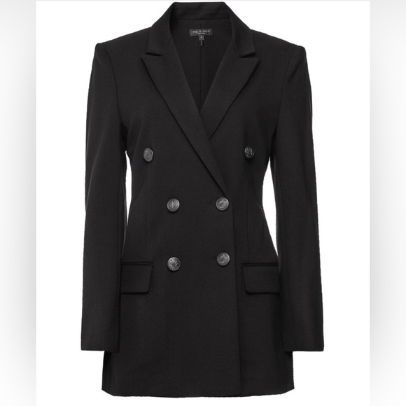 Rag & Bone Womens Warren Ponte Black Relaxed Fit Double-Breasted Blazer NWOT - Picture 2 of 13